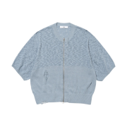 Millo Archive Slant Knit Zip Up Pale Blue