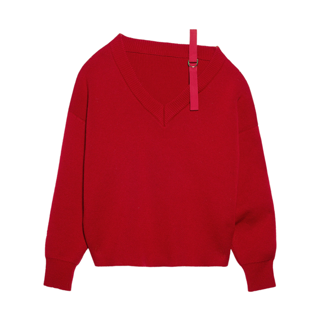 자크뮈스 라 마이유 사르가스 어시메트릭 스트랩 스웨터 다크 레드(Jacquemus La Maille Sargas Asymmetric Strap Sweater Dark Red) - 1