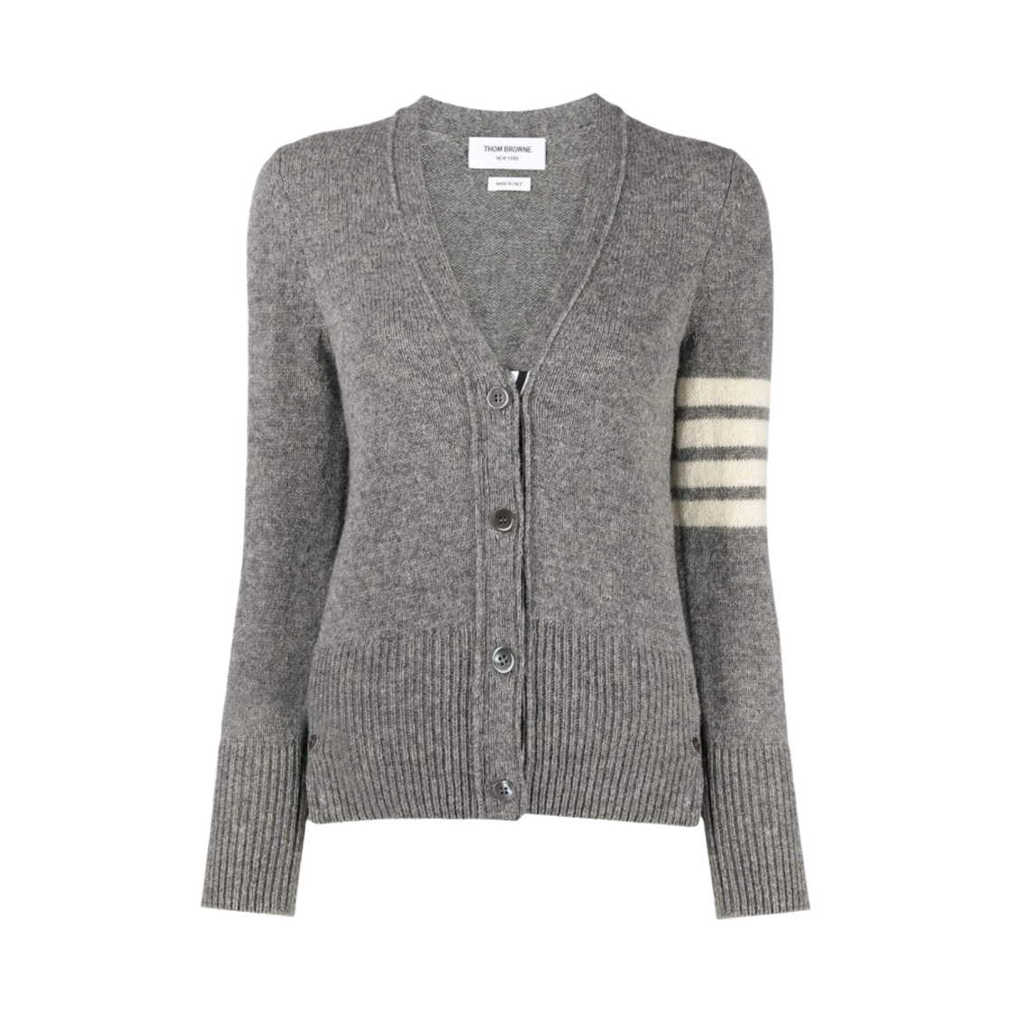 (W) 톰브라운 사선 울 가디건 라이트 그레이((W) Thom Browne 4-Bar Wool Cardigan Light Grey) - 1