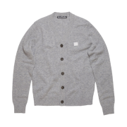 Acne Studios Keve Face V-Neck Cardigan Light Grey Melange