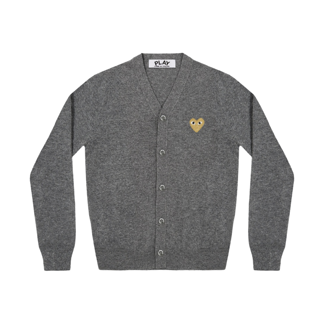 플레이 꼼데가르송 골드 하트 니트 가디건 미드 그레이
