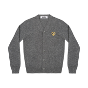 Play Comme des Garcons Gold Heart Knit Cardigan Mid Grey