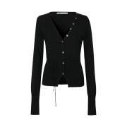 (W) Bohemian Seoul Button V-Neck Knit Cardigan Black