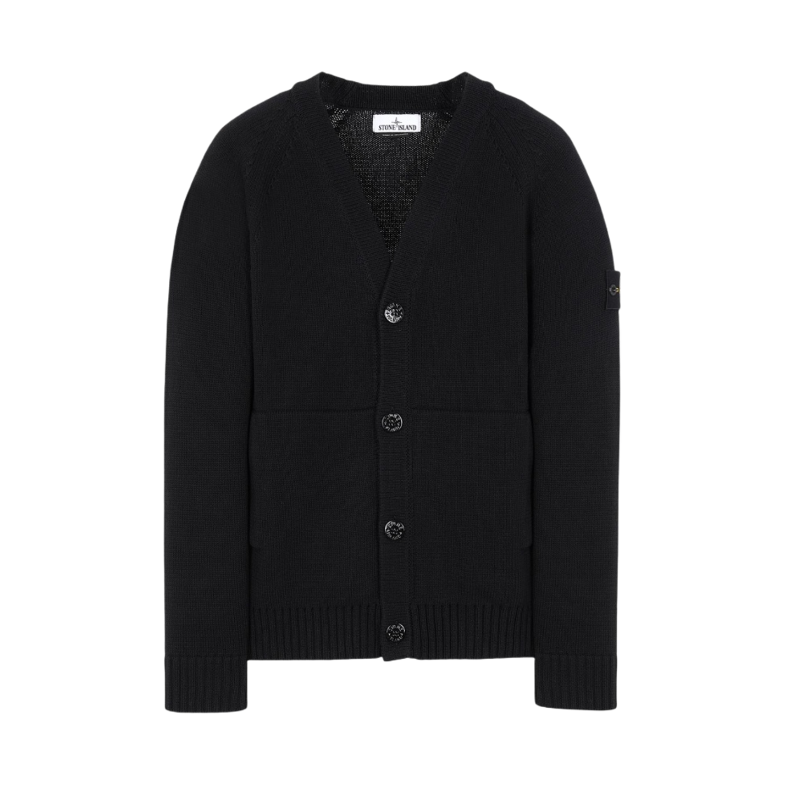 스톤 아일랜드 513B9 라이트 로우 코튼 니트 가디건 블랙 - 21SS(Stone Island 513B9 Light Raw Cotton Knit Cardigan Black - 21SS) - 1