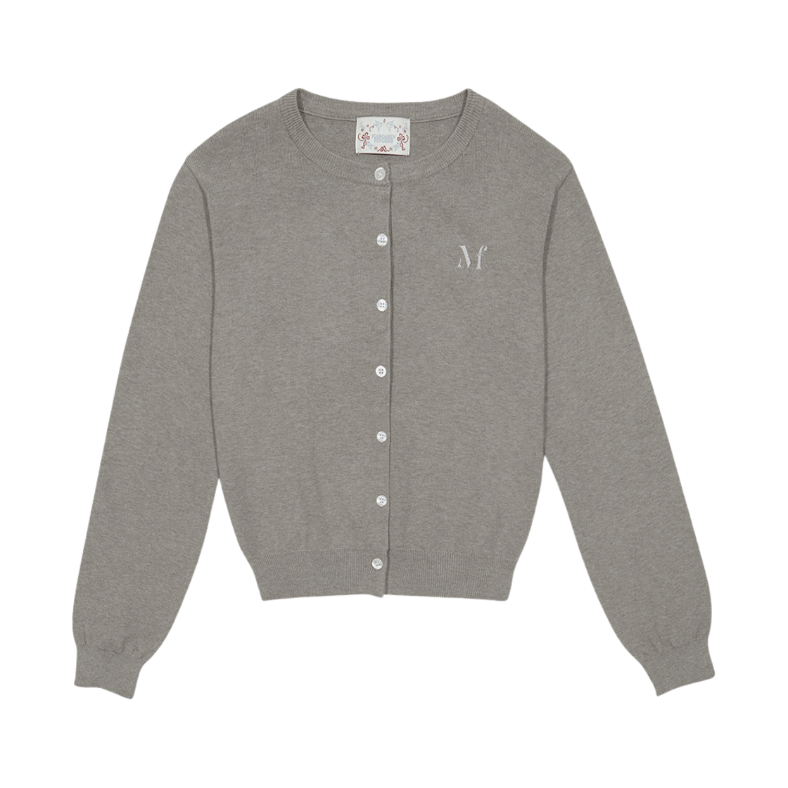 MF2479CD002MGYFR Margarin Fingers Logo Plain Cardigan Grey