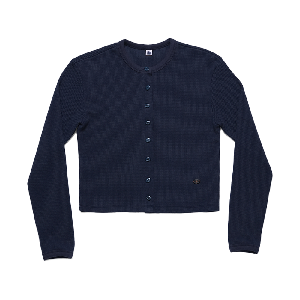 LLL90C-GA-NV002F LLL Design Studio LLL 90S Classic Waffle Gardigan Navy Blue