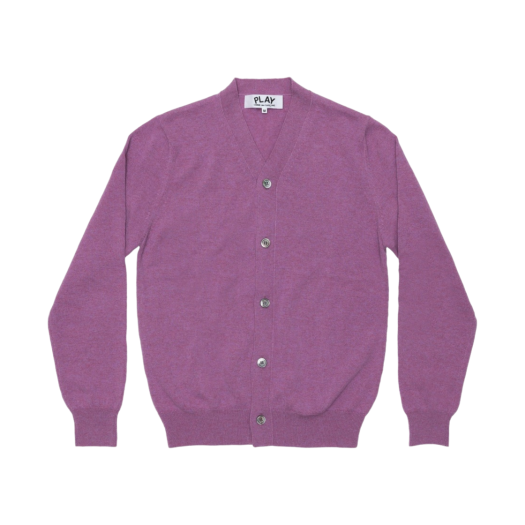 Play Comme des Garcons Small Red Heart On The Sleeves Cardigan Pastel Purple