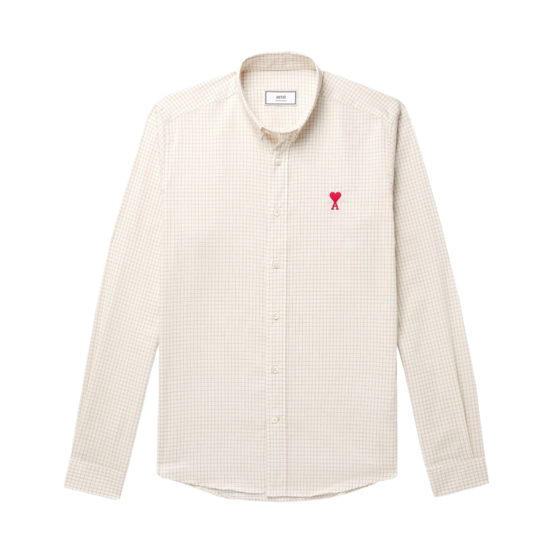 아미 스몰 하트 로고 체크 셔츠 화이트(AMI de Coeur Check Shirt White) - 1