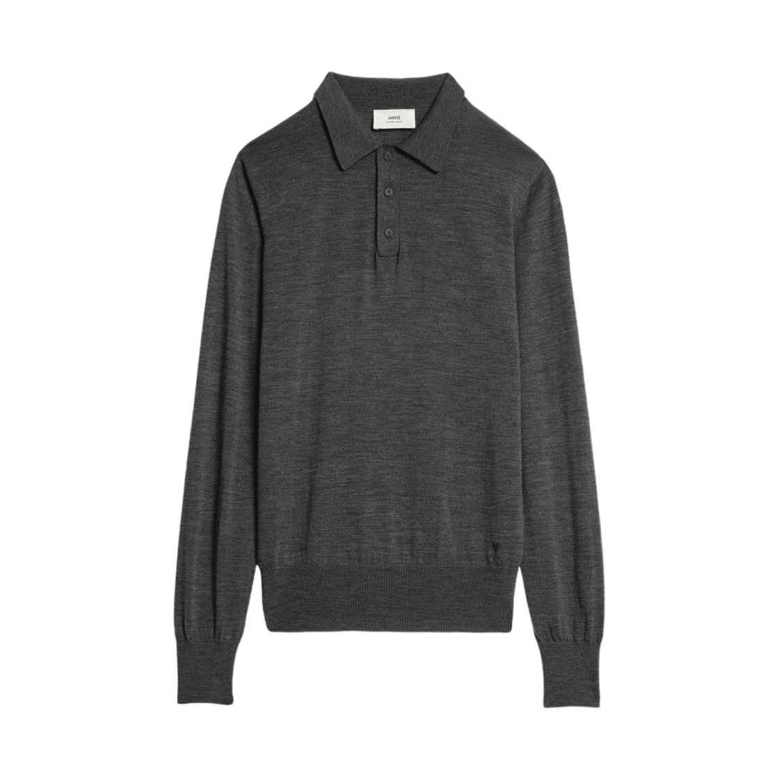 아미 토날 하트 로고 니트웨어 폴로 셔츠 헤더 그레이(AMI Tonal de Coeur Knitwear Polo Shirt Heather Grey) - 1