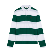 AMI de Coeur Striped Polo Shirt Green White