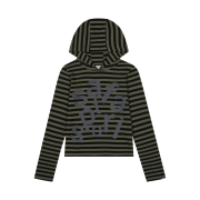 [KREAM 단독] Safarispot 1/2 Ticketing Stripe Border Hoodie Olive