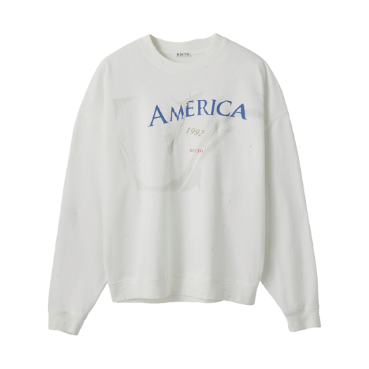 RM25SJTP012WG Recto America 1992 Dirty Vintage Dyeing Long Sleeves White Grey