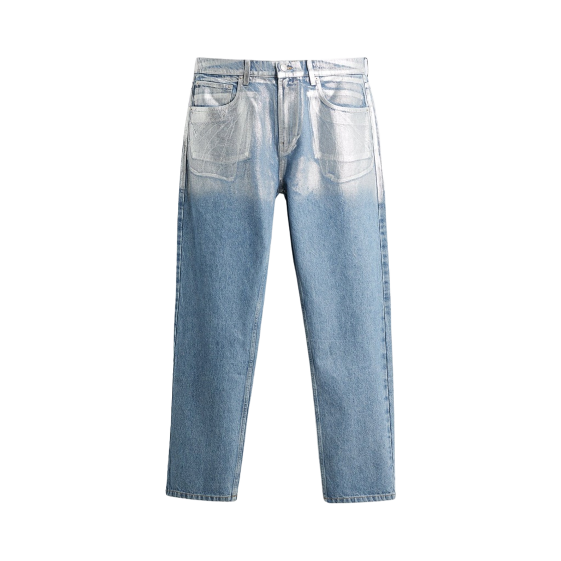 자라 메탈릭 스트레이트 진 미드 블루