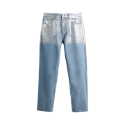 Zara Metallic Straight Jeans Mid Blue