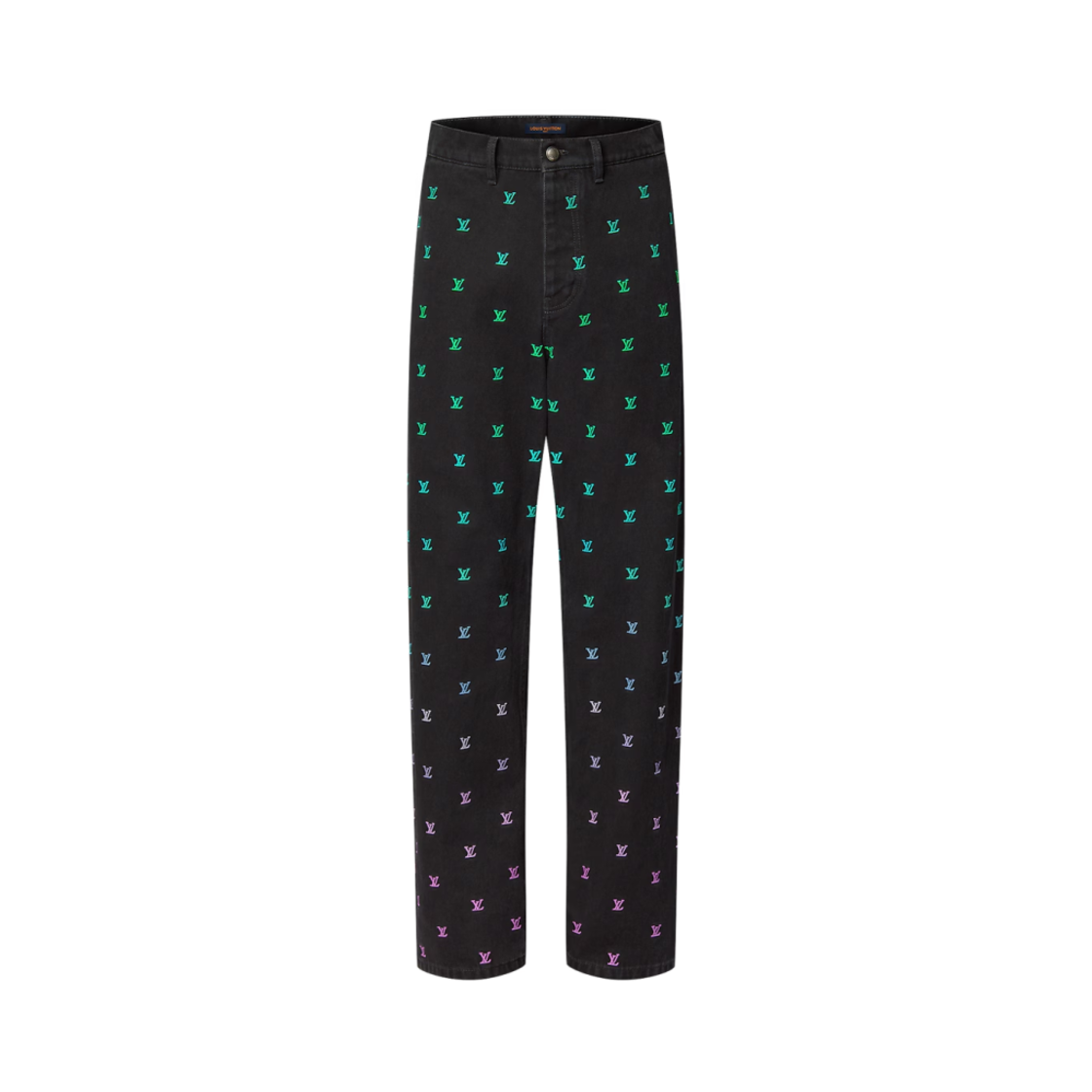 루이비통 LV 블라종 그라디언트 자수 데님 스케이트 팬츠 블랙(Louis Vuitton LV Blason Gradient Embroidered Denim Skate Pants Black)
