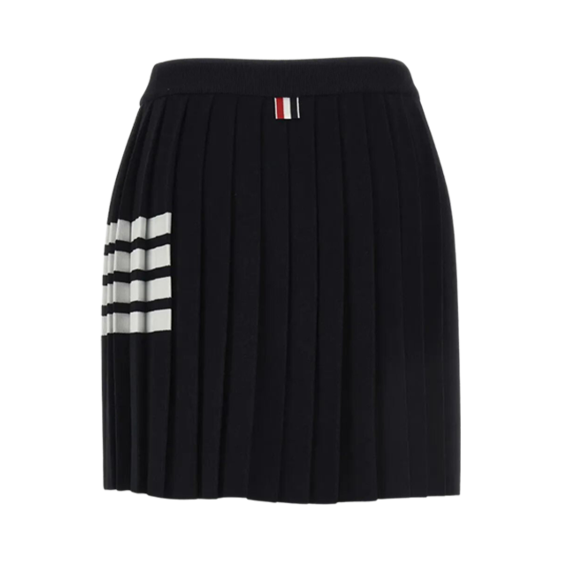 (W) 톰브라운 비스코스 사선 플리츠 미니 랩 스커트 네이비((W) Thom Browne Viscose 4-Bar Pleated Mini Wrap Skirt Navy) - 2