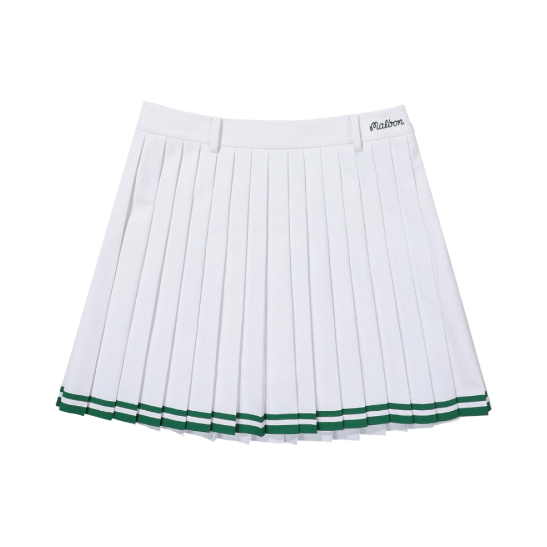 (W) 말본 골프 컬러 라인 플리츠 스커트 오프 화이트((W) Malbon Golf Color Line Pleats Skirt Off White) - 1