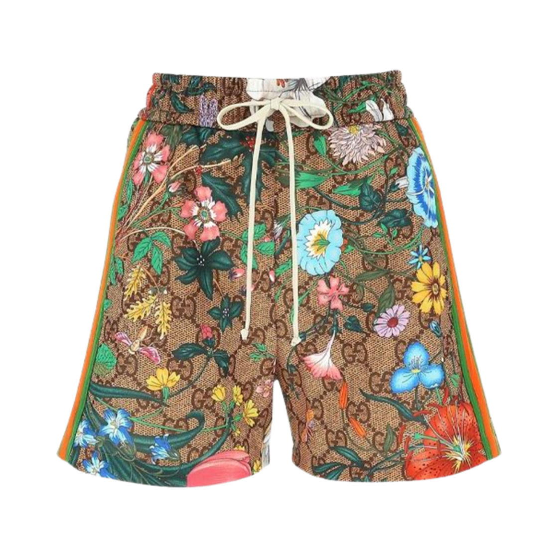 구찌 GG 플로라 프린트 쇼츠 빈티지 카멜 브라운(Gucci GG Flora Print Shorts Vintage Camel Brown)