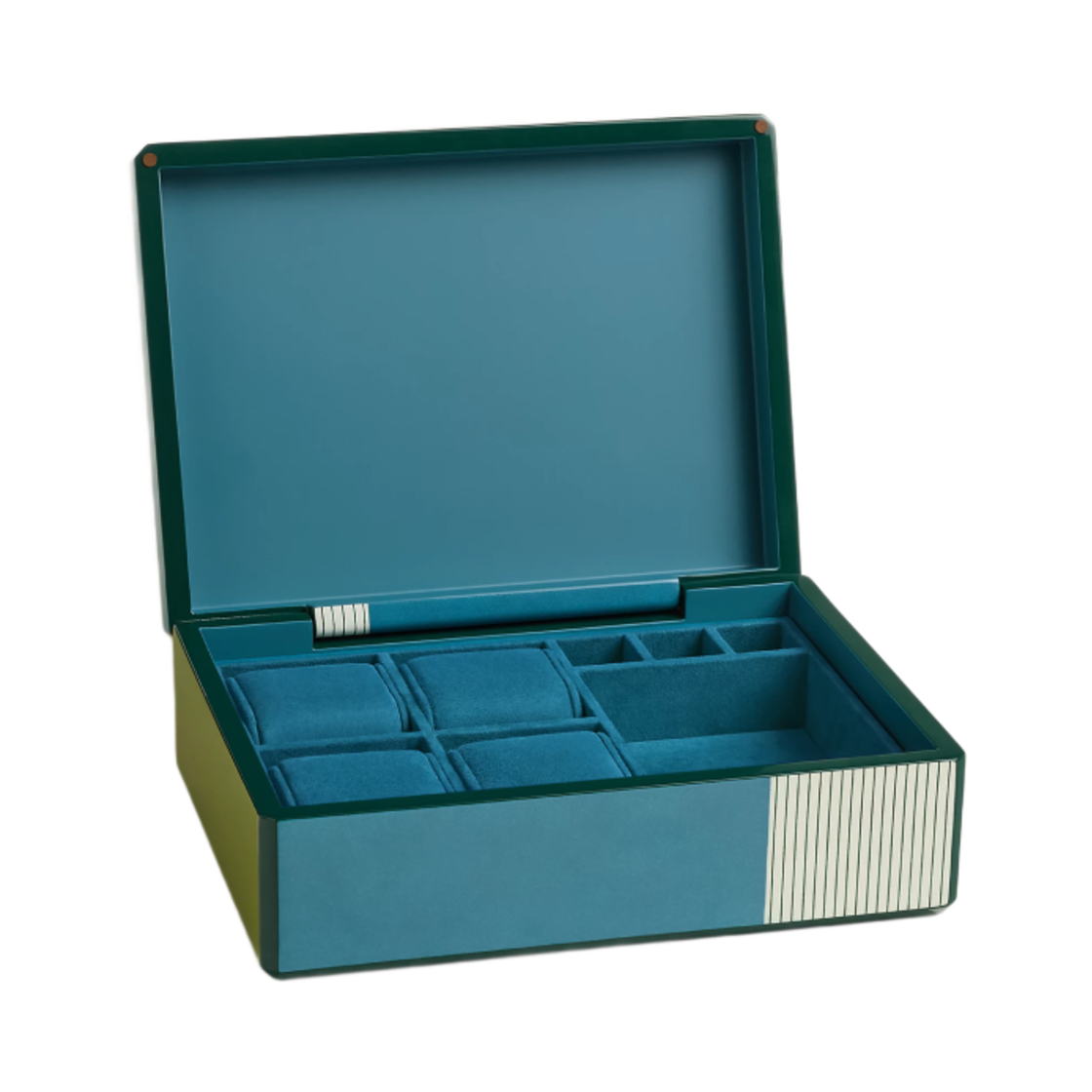 에르메스 파셋 라이언 워치 박스 핸드 래커드 우드 & 블루 부라쉬(Hermes Facettes Lion Watch Box Hand Lacquered Wood & Bleu Bourrache) - 3