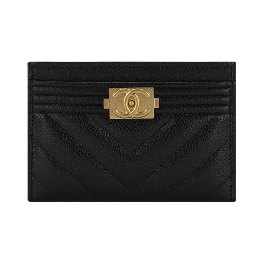 샤넬 보이 샤넬 카드 홀더 그레인드 카프스킨 & 골드 메탈 블랙(Chanel Boy Chanel Card Holder Grained Calfskin & Gold Black)