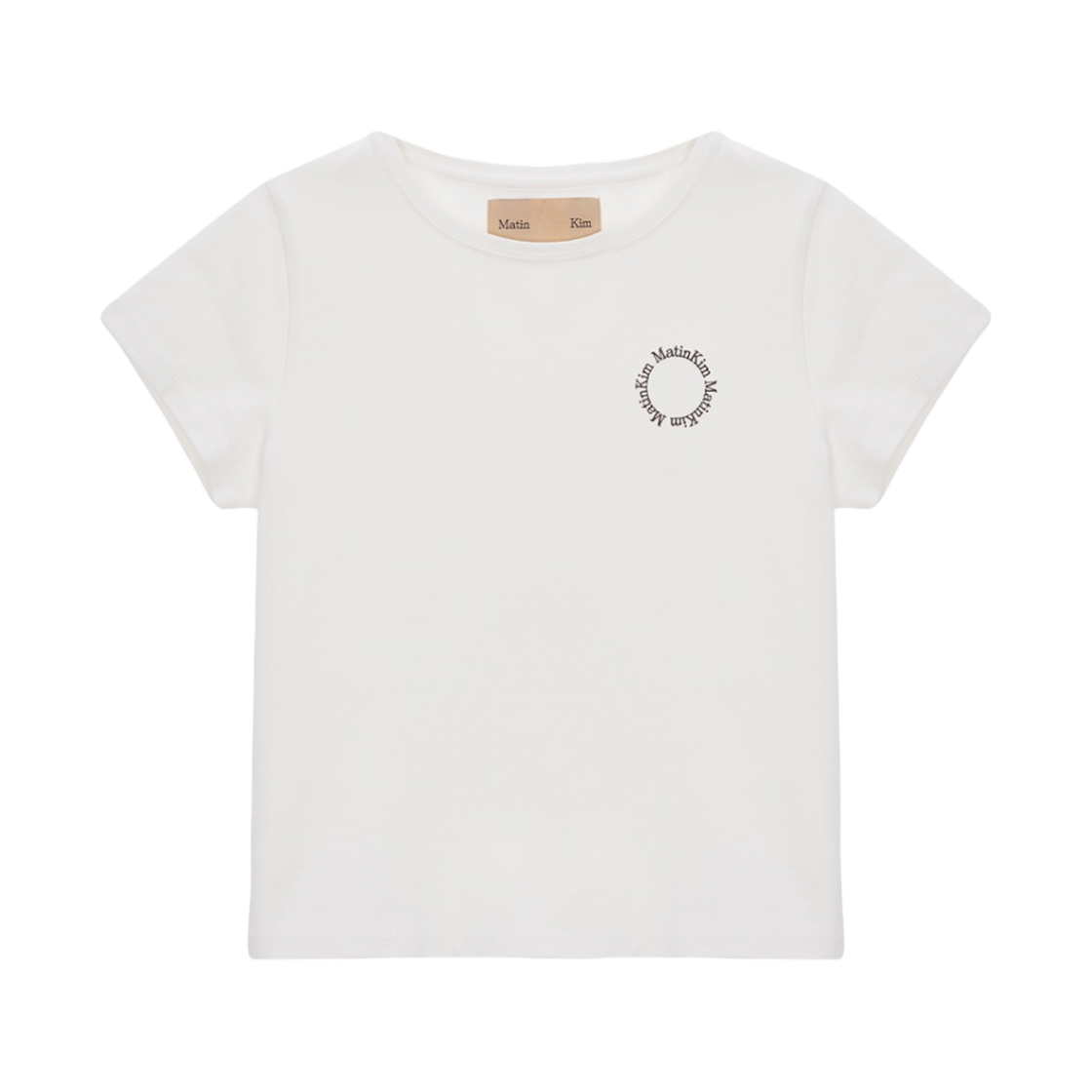 (W) 마뗑킴 써클 로고 크롭탑 화이트