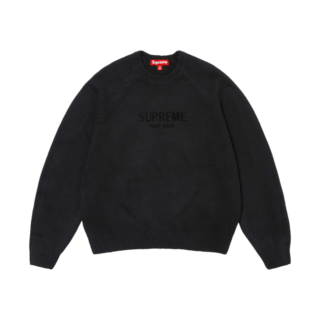 슈프림 플록 로고 스웨터 블랙 - 24FW