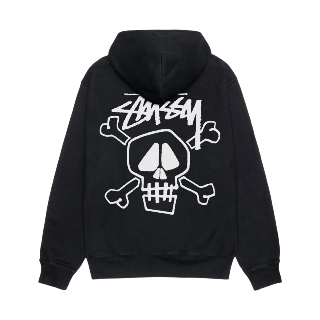 스투시 스컬 & 본즈 피그먼트 다이드 후드 블랙