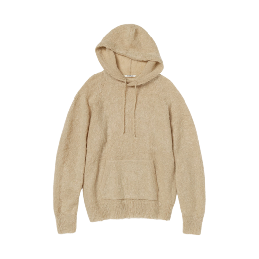 Auralee Brushed Super Kid Mohair Knit P/O Parka Beige
