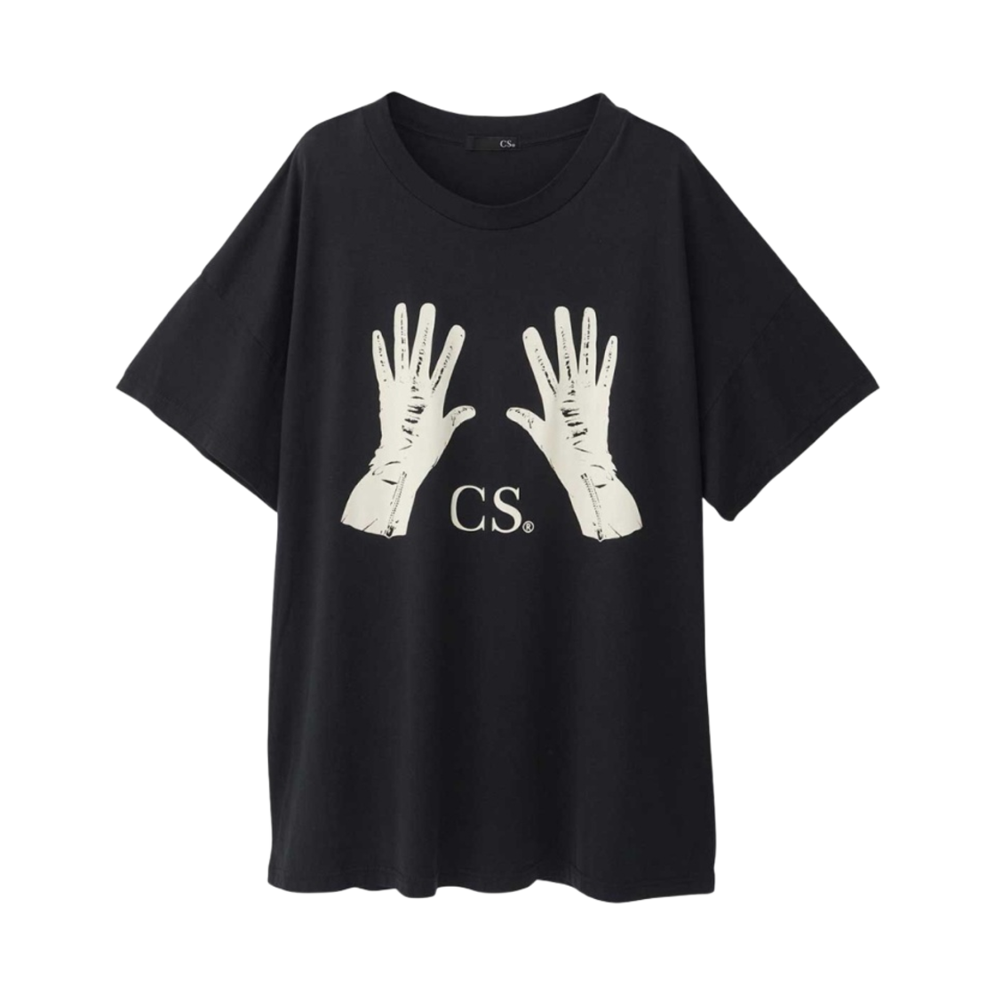 (W) 히스테릭 글래머 블랙 레더 글러브 오버사이즈 티셔츠 블랙((W) Hysteric Glamour Black Leather Gloves Oversized T-Shirt Black) - 1