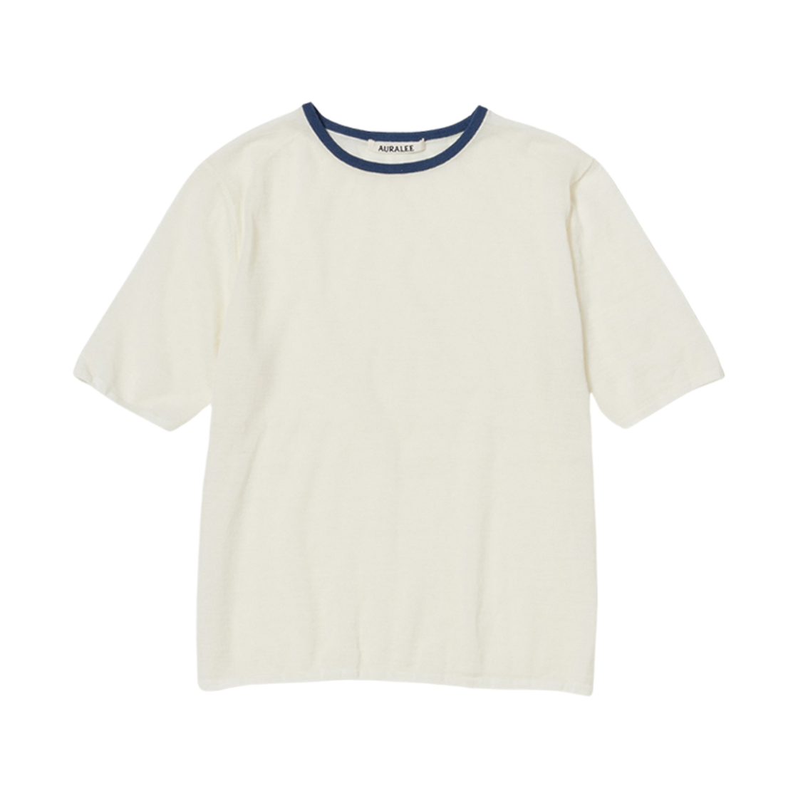 A24ST05WS (W) Auralee Hard Twist High Gauge Wool Silk Knit T-Shirt Ivory - 대표 이미지 #1