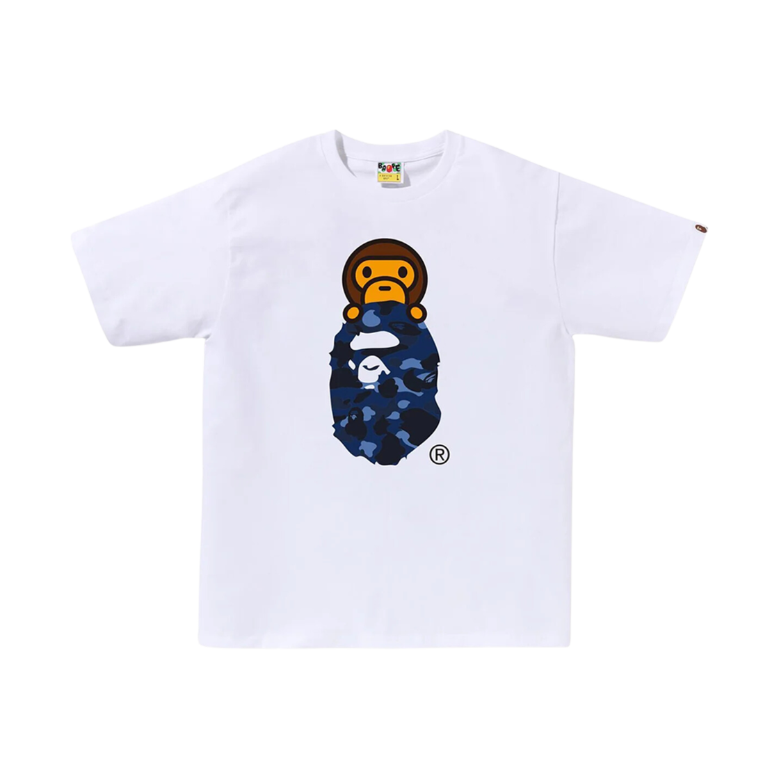 베이프 피그먼트 컬러 카모 마일로 온 에이프 헤드 티셔츠 화이트(BAPE Pigment Color Camo Milo on Ape Head T-Shirt White)