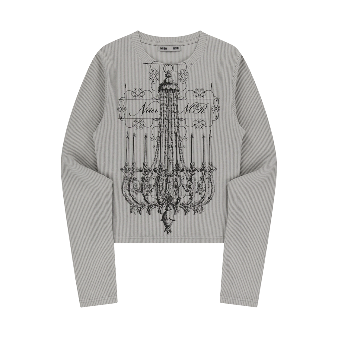 니어 노어 샹들리에 리브드 롱슬리브티 라이트 그레이(NIIER NOR Chandelier Ribbed Ls Tee Light Grey)