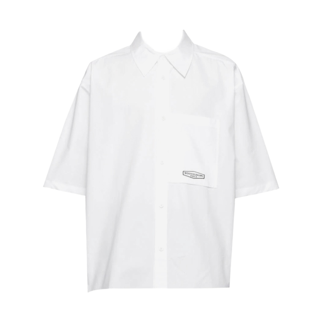 우영미 오버사이즈 백로고 숏슬리브 셔츠 화이트 - 21SS