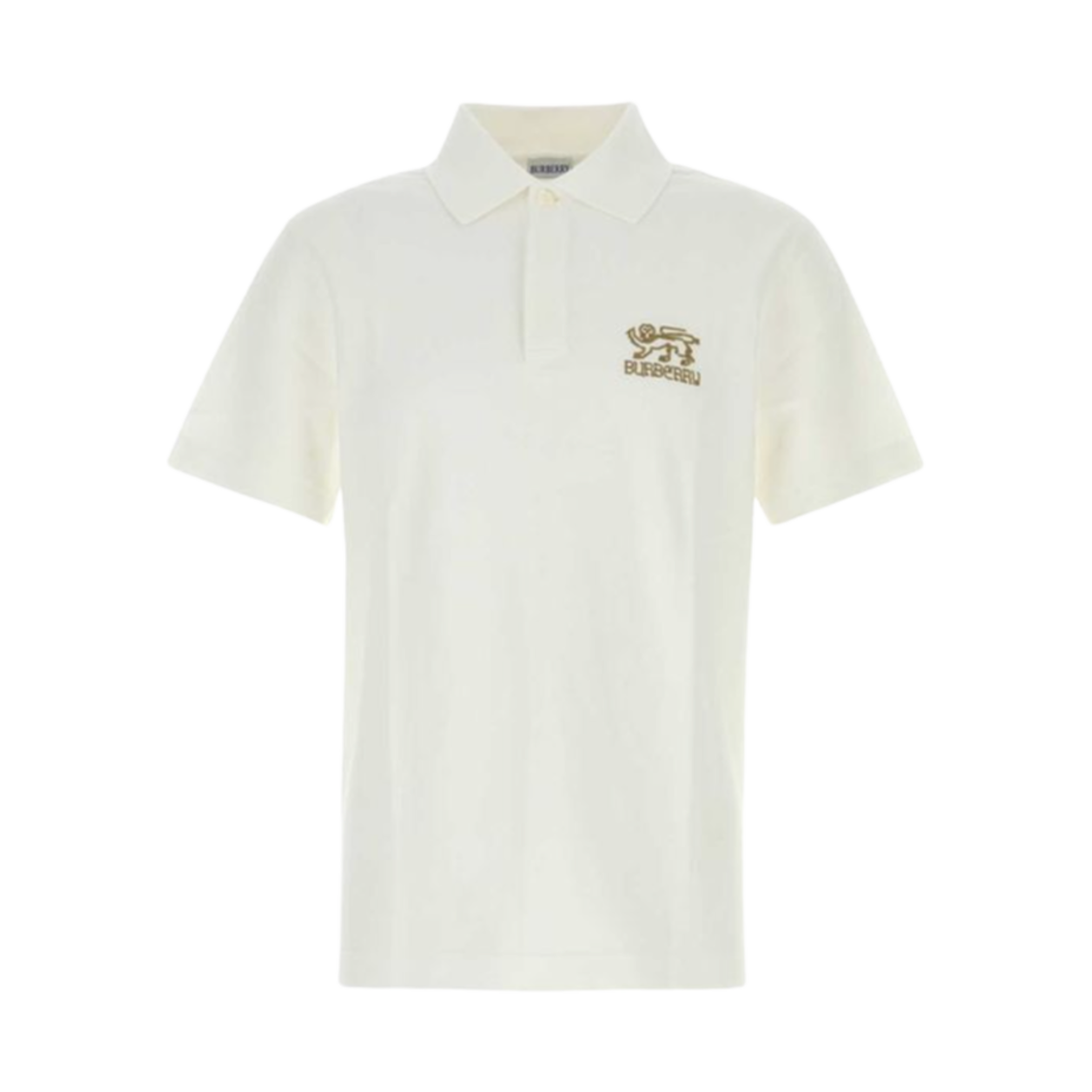 8104858 Burberry Embroidered Logo Cotton Polo Shirt White