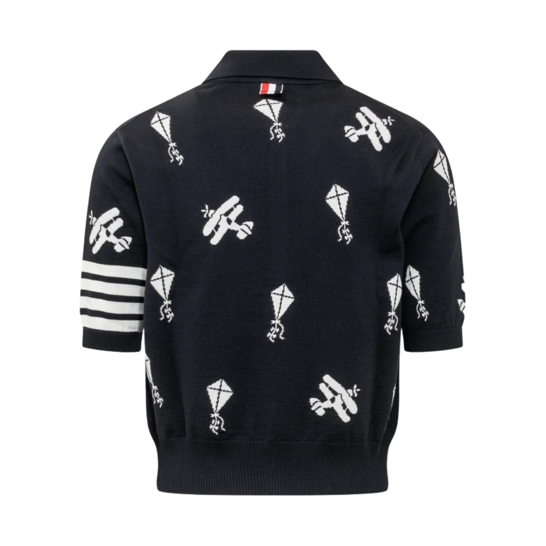 톰브라운 파인 메리노 울 하프 드롭 스카이 아이콘 사선 릴렉스 핏 폴로 네이비(Thom Browne Fine Merino Wool Half Drop Sky Icons 4-Bar Relaxed Fit Polo Navy) - 2