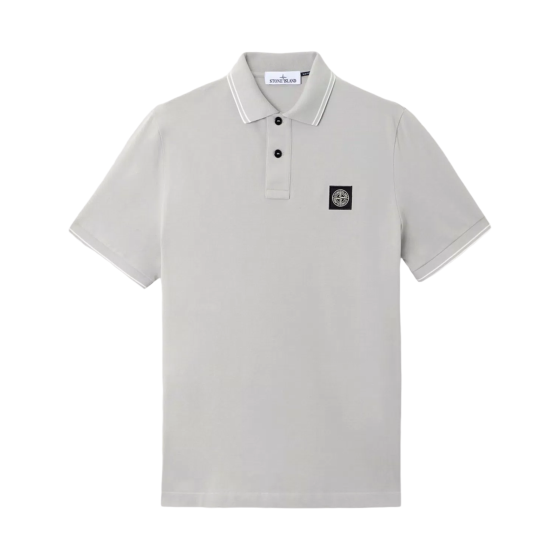 스톤 아일랜드 22002SC 오가닉 코튼 엘라스테인 피케 슬림핏 폴로 셔츠 펄 그레이 - 25SS(Stone Island 22002SC Organic Cotton Elastane Pique Slim-Fit Polo Shirt with Compass Patch Pearl Grey - 25SS)