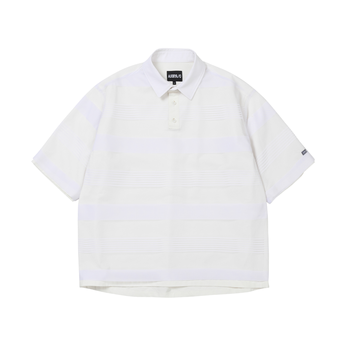 AJ252TP006WH AJOBYAJO Stripe Mesh Layered Polo Shirt White