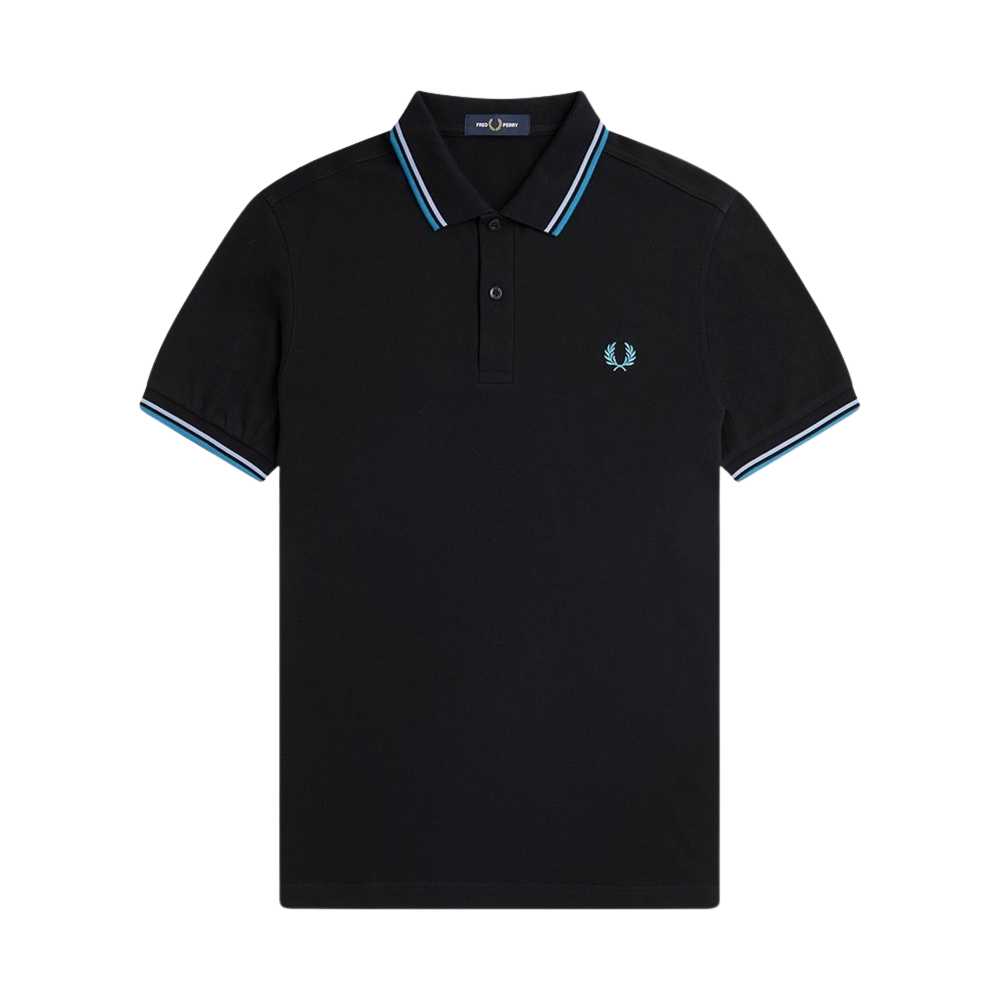 프레드페리 M3600 트윈 팁 프레드페리 셔츠 블랙/라이트스모크/런어웨이베이(Fred Perry M3600 Twin Tipped Fred Perry Shirt Black/Light Smoke/Runaway Bay Ocean) - 1