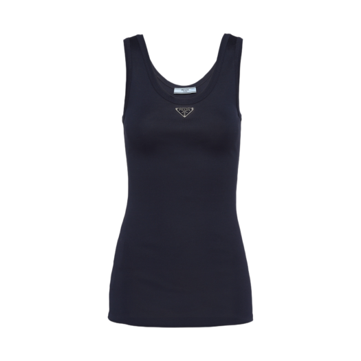 (W) Prada Ribbed Knit Top Navy