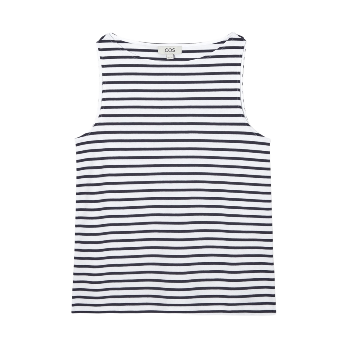 (W) 코스 보트넥 탱크 탑 화이트 스트라이프((W) COS Boatneck Tank Top White Stripe) - 1