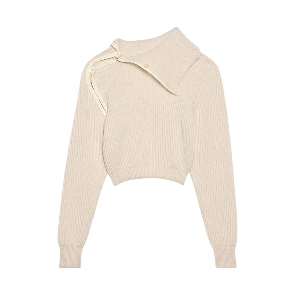 (W) 자크뮈스 라 마이유 베가 어시메트릭 모크넥 스웨터 라이트 베이지