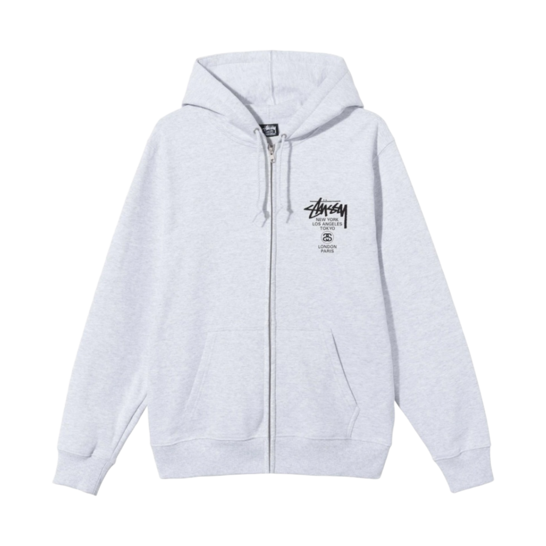 스투시 월드투어 후드 집업 애쉬 헤더 2021(Stussy World Tour Zip Hoodie Ash Heather 2021)