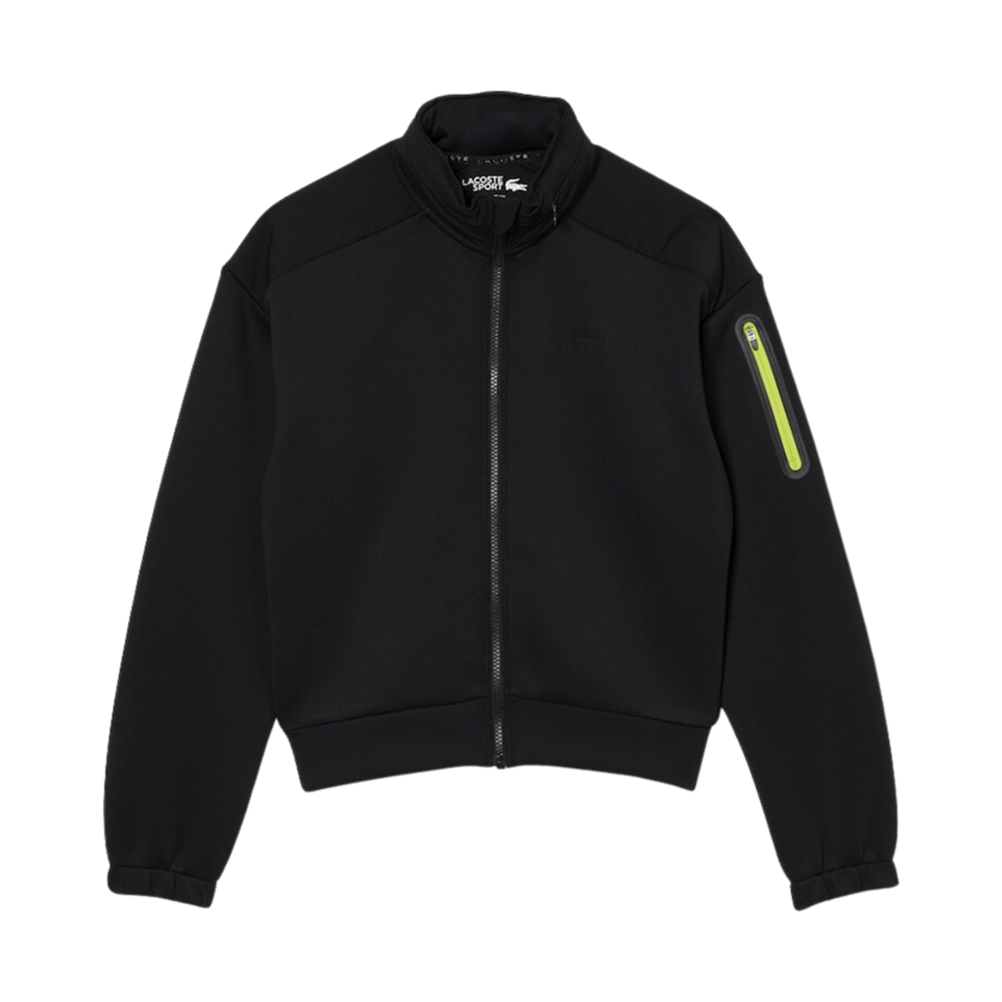 (W) 라코스테 집 포인트 후드 스웨트 자켓 블랙((W) Lacoste Zip Point Hoodie Sweat Jacket Black) - 1