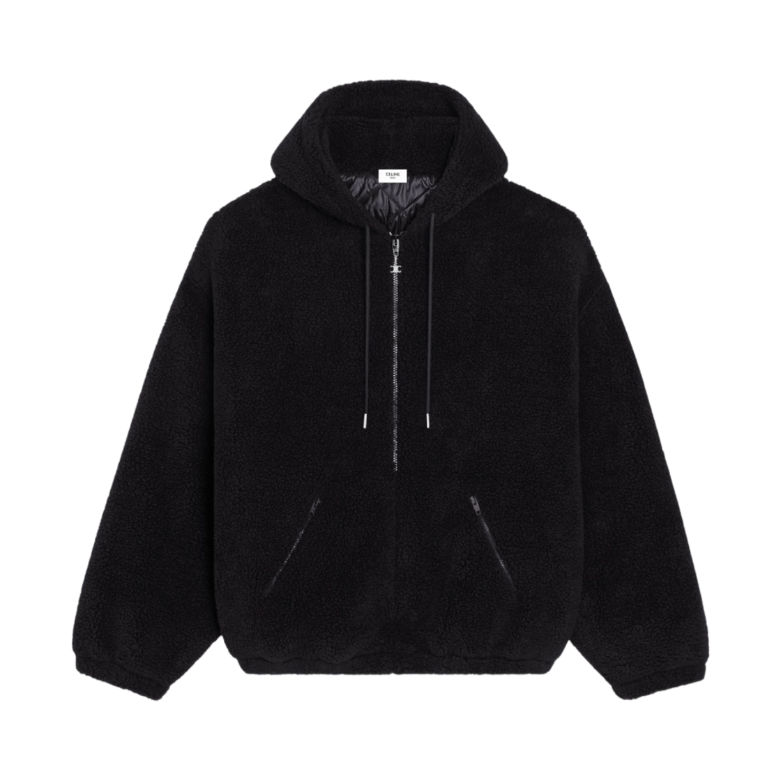 셀린느 플리스 지퍼 후드 블랙 실버