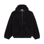 Celine Zipped Hoodie in Fleece Black Silver