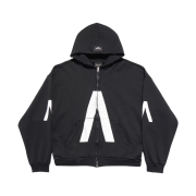 Balenciaga Music Archive Series Connected Zip Up Hoodie Medium Fit Black White