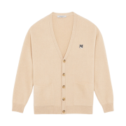 Maison Kitsune Grey Fox Head Patch Relaxed Cardigan Beige
