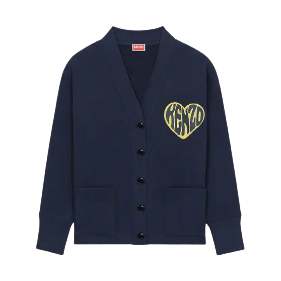 (W) 겐조 하트 가디건 스웨트셔츠 미드나잇 블루((W) Kenzo Heart Cardigan Sweatshirt Midnight Blue)