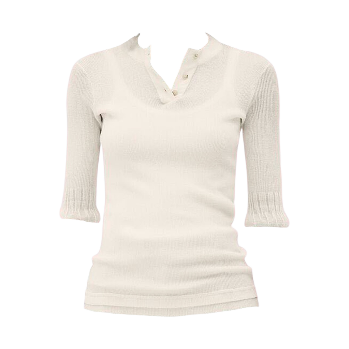 (W) 보테가 베네타 슬림핏 라이트 코튼 탑 초크((W) Bottega Veneta Slim Fit Light Cotton Top Chalk) - 1