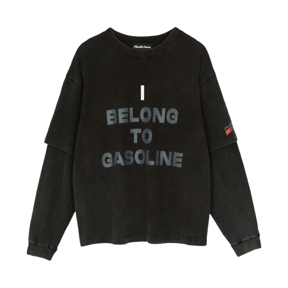 PCS24MXLS002 Peaches Question Mark LS Tee Black